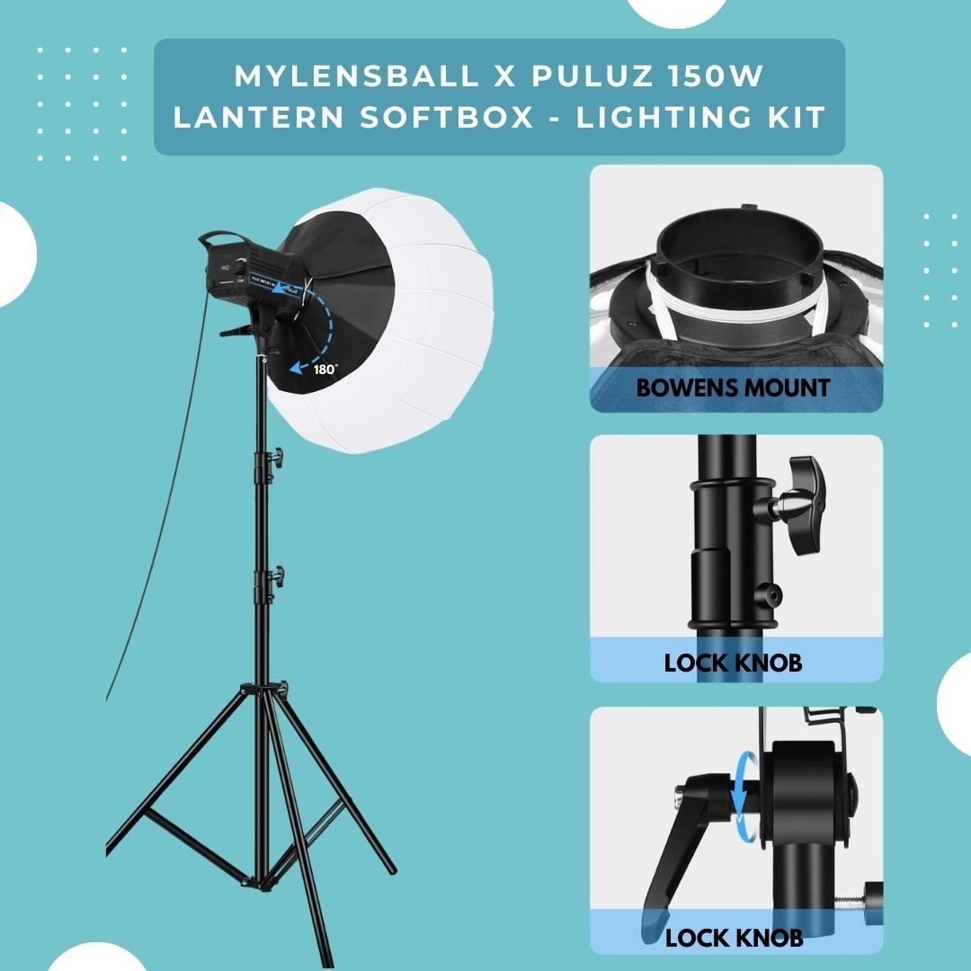 MylensBall x PULUZ 150W Lantern Softbox - Lighting Kit - mylensball.com.au