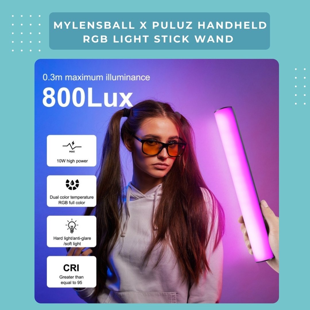 MyLensBall x PULUZ Handheld RGB Light Stick Wand - Full Colour Photo & Video Lighting - mylensball.com.au