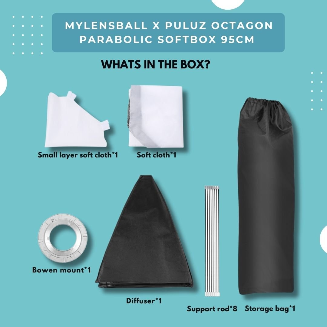 MyLensBall x Puluz Octagon Parabolic Softbox 95cm - mylensball.com.au