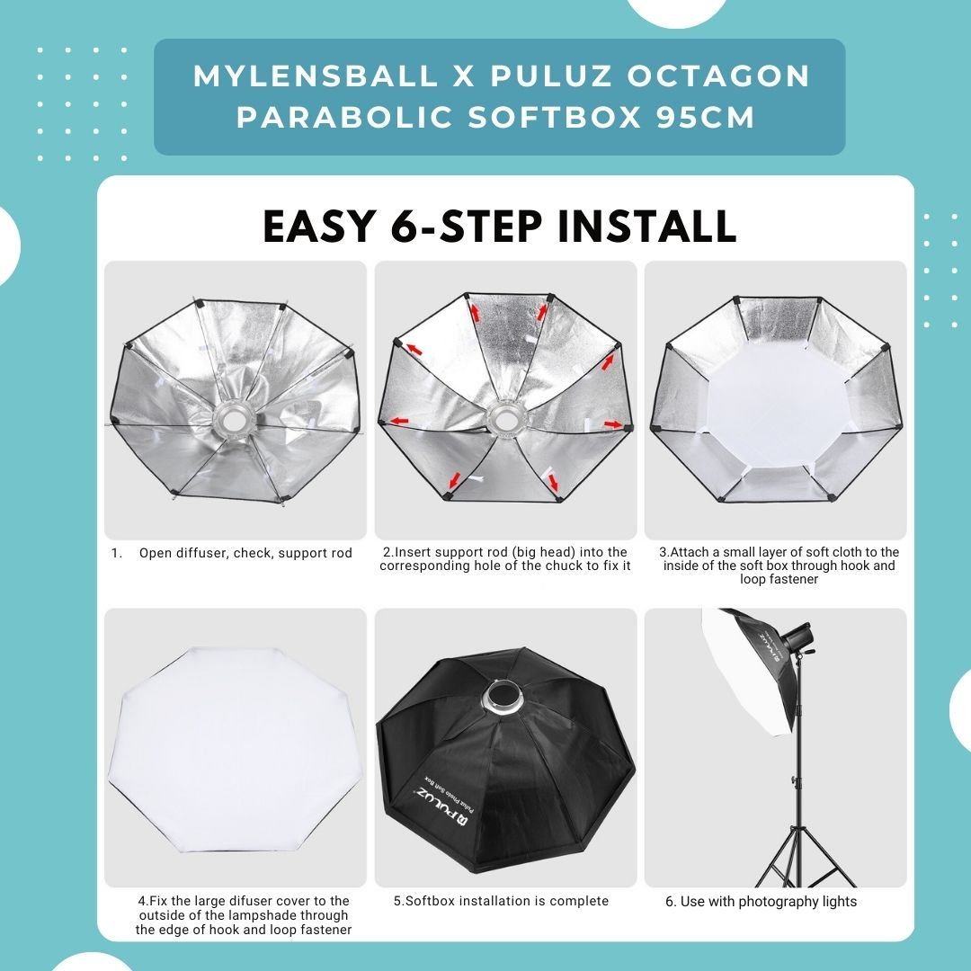 MyLensBall x Puluz Octagon Parabolic Softbox 95cm - mylensball.com.au