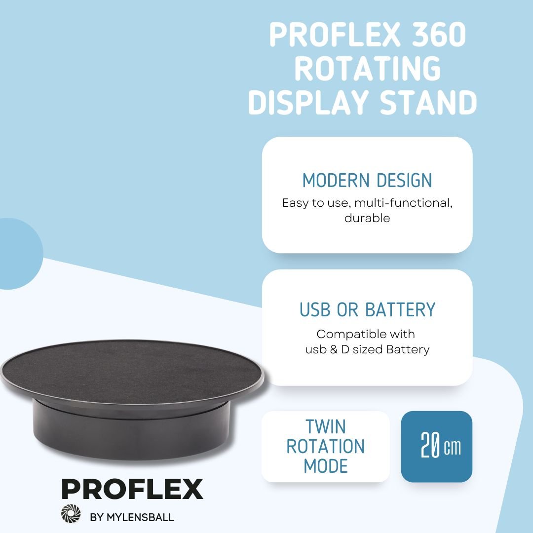 ProFlex 360° Rotating Display Turntable - Product Photography Stand - mylensball.com.au