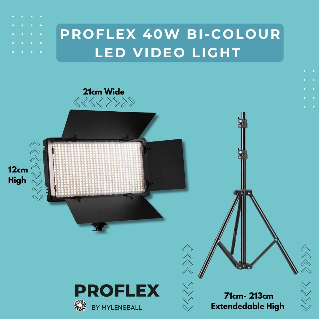 ProFlex 40W LED Lighting Kit: Versatile and Portable Professional Lighting Solution - mylensball.com.au