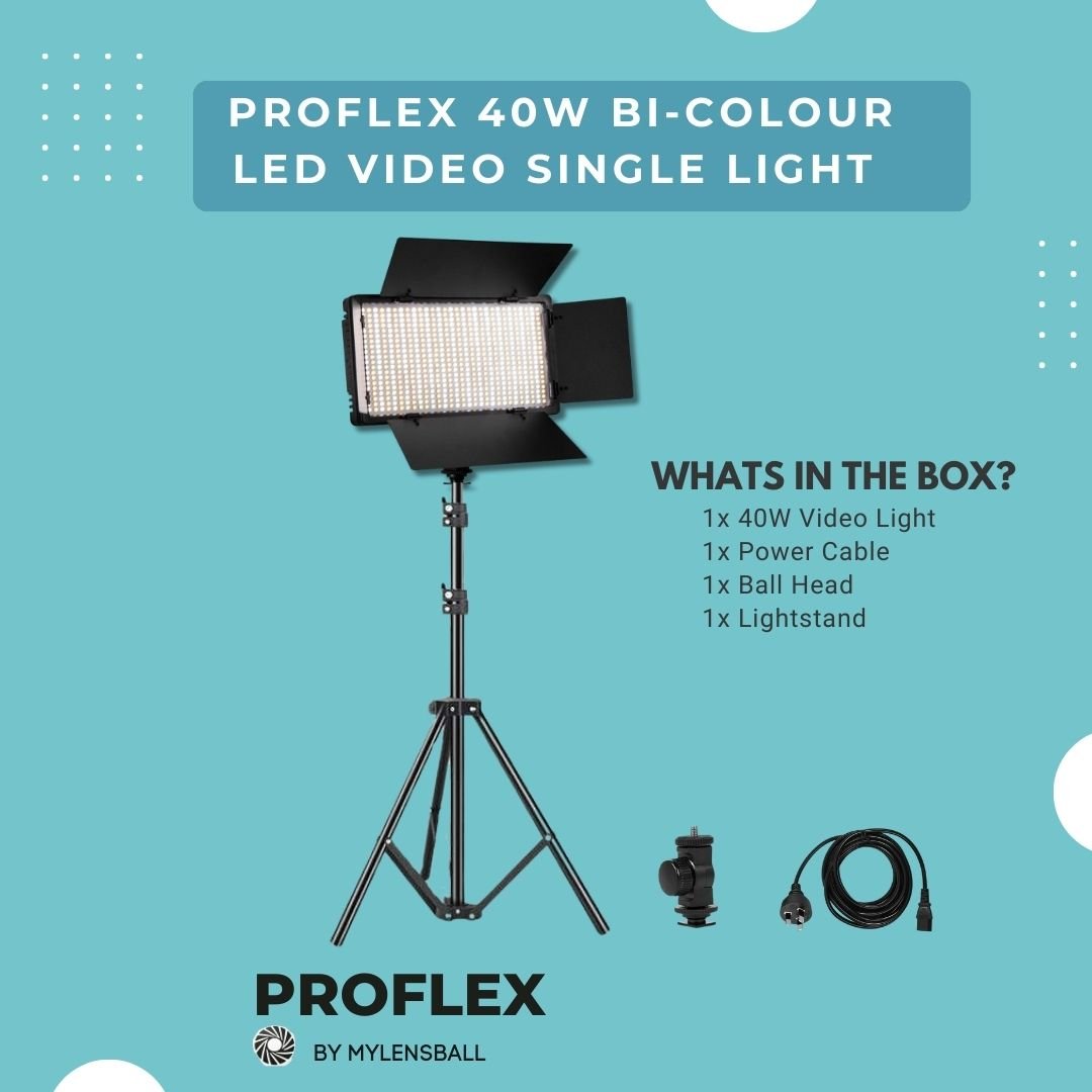 ProFlex 40W LED Lighting Kit: Versatile and Portable Professional Lighting Solution - mylensball.com.au