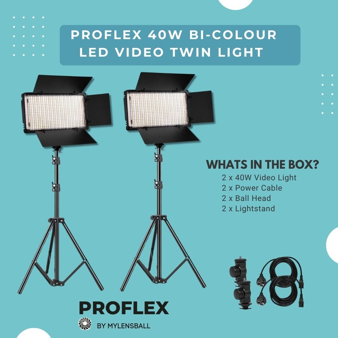 ProFlex 40W LED Lighting Kit: Versatile and Portable Professional Lighting Solution - mylensball.com.au