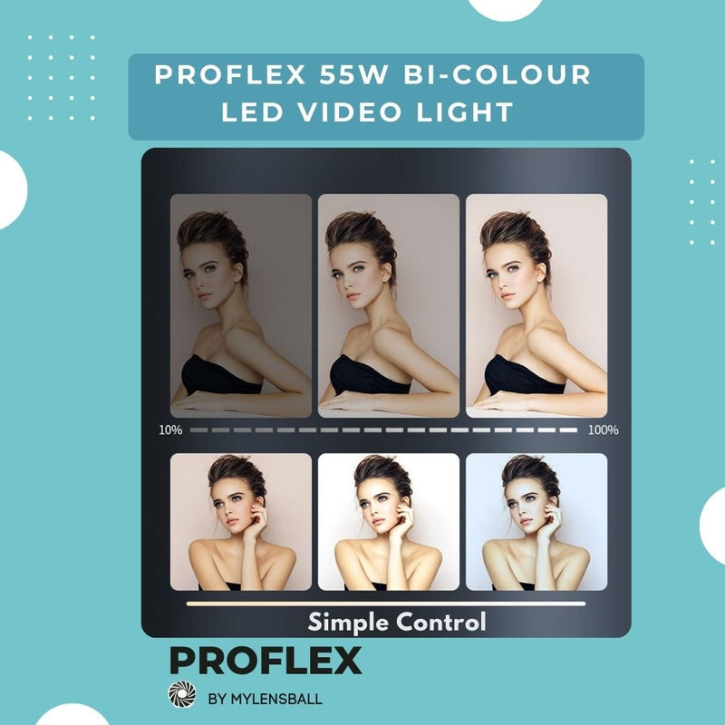 ProFlex Bi - Color 55W Video LED Light Kit - mylensball.com.au
