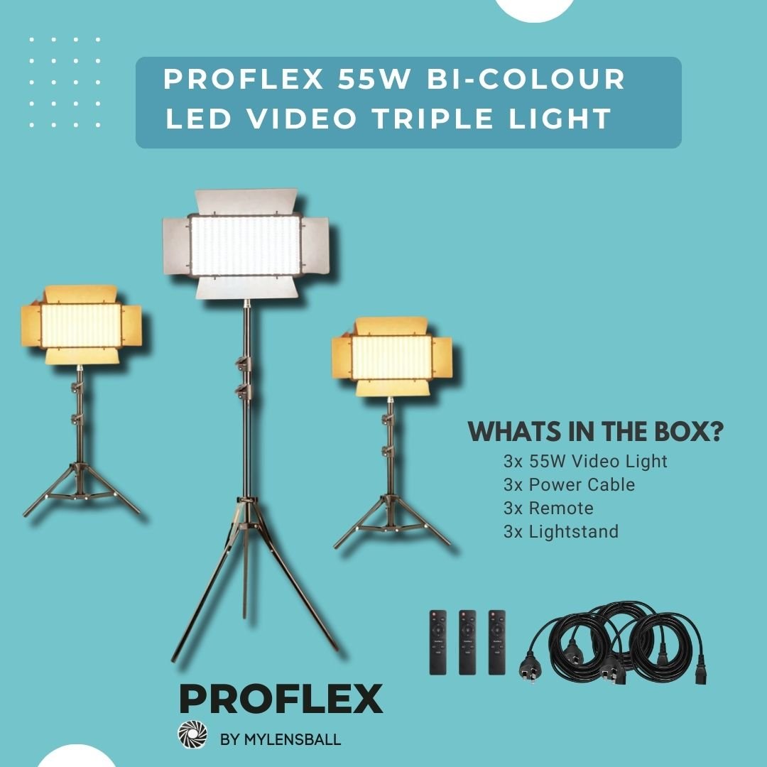 ProFlex Bi - Color 55W Video LED Light Kit - mylensball.com.au