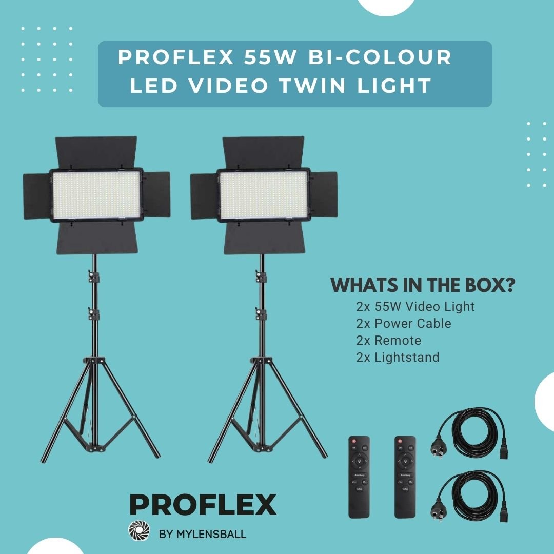 ProFlex Bi - Color 55W Video LED Light Kit - mylensball.com.au