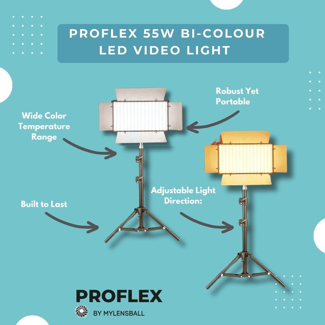 ProFlex Bi - Color 55W Video LED Light Kit - mylensball.com.au