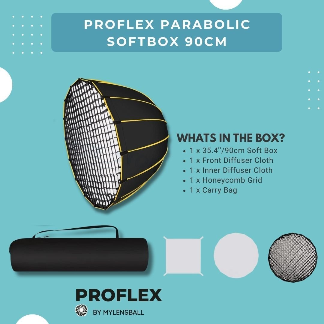 ProFlex Parabolic Softbox 90cm: Professional Lighting Solution for Studio and Outdoor Photography - mylensball.com.au