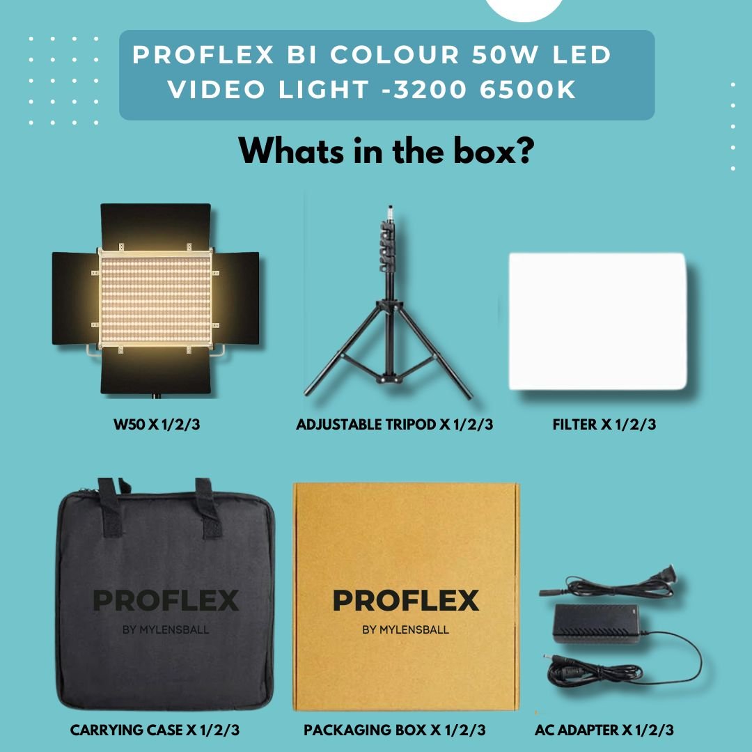 ProFlex W50 LED Panel Video Light Kit: Illuminate Your Creativity - mylensball.com.au