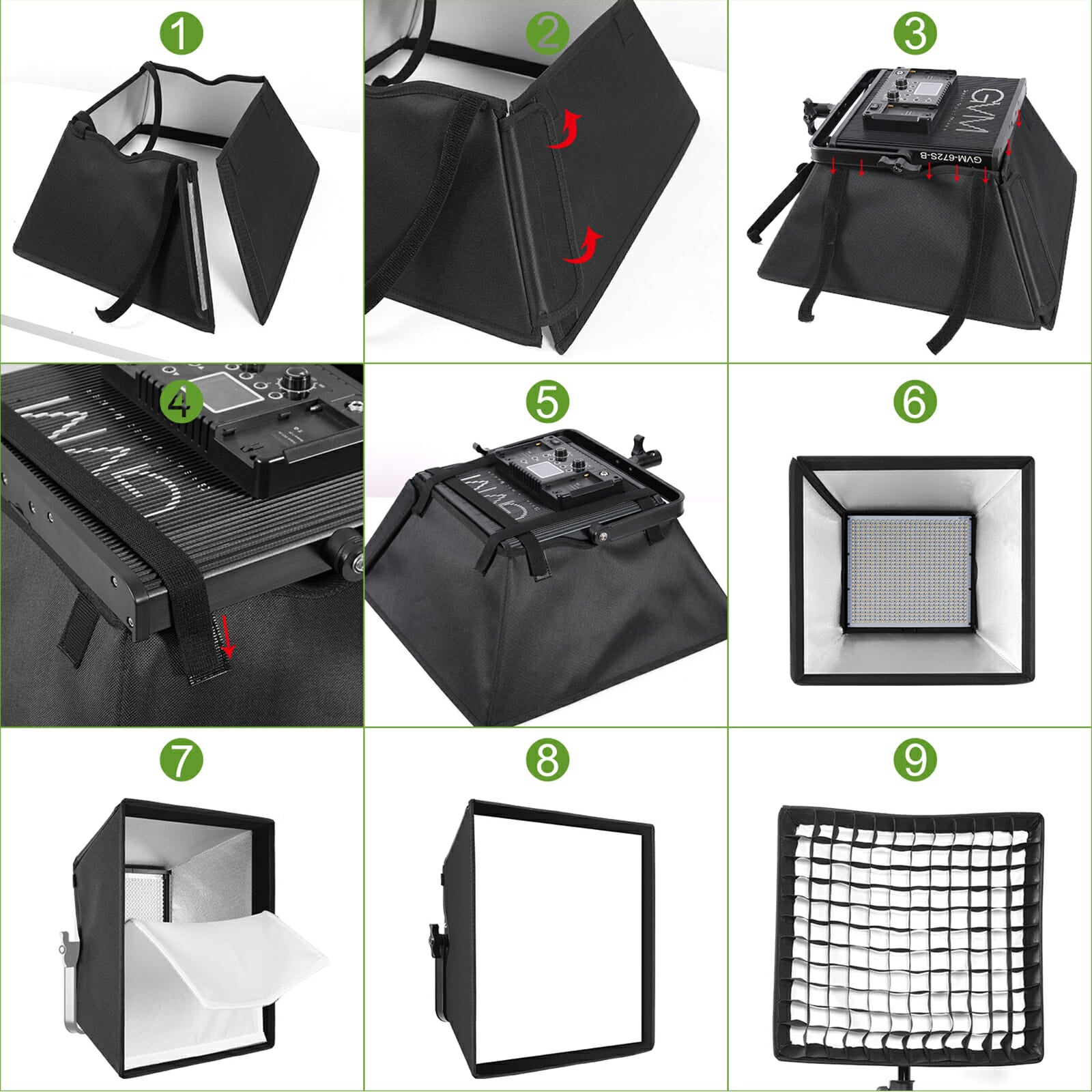 GVM Video Light Softbox for 672S/MB832/50RS/520LS/ and 1200D Series LED Lights - mylensball.com.au